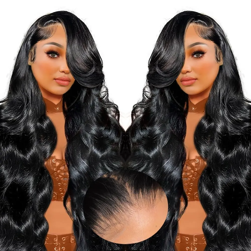 Lace Front Wigs Human Hair 26 inch Body Wave Human Hair Wig for Black Women 13x4 HD Lace Frontal Wigs Human Hair Black Wig Human Hair Pre Plucked with Baby Hair Natural Hair Wig 220% Density