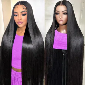 Lace Front Wigs Human Hair 30 Inch Straight Wigs Human Hair 13x4 Black Wig 220 Density Black Human Hair Wigs for Black Women