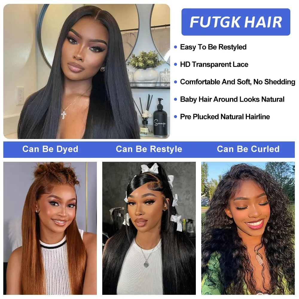 Lace Front Wigs Human Hair 30 Inch Straight Wigs Human Hair 13x4 Black Wig 220 Density Black Human Hair Wigs for Black Women