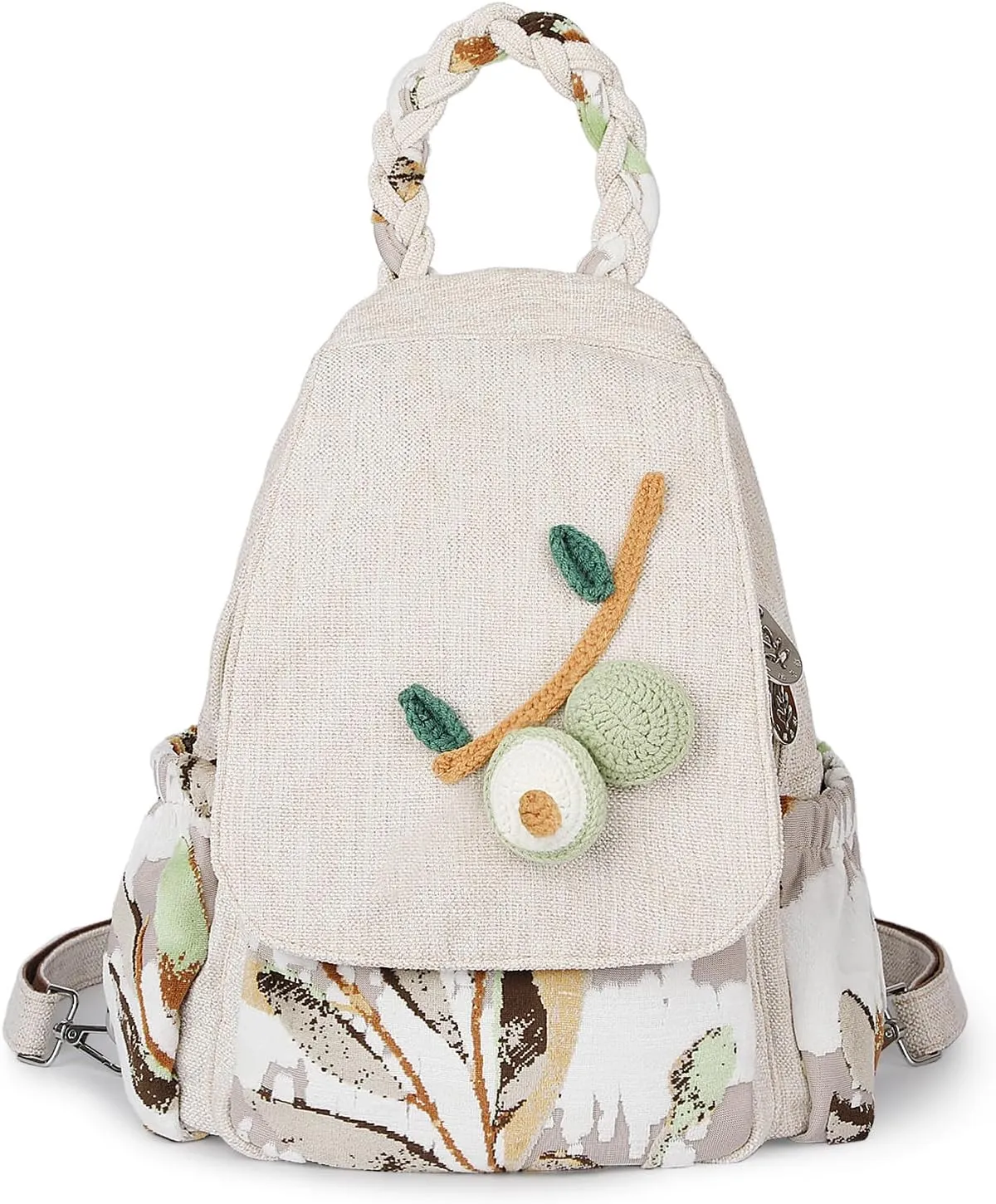 Ladys Convertible Sling Bag, Hand Craft Artisan Purse, Beautiful Advocado Canvas Premium Casual Day Mini Backpack for women