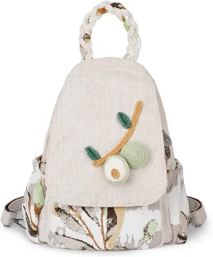 Ladys Convertible Sling Bag, Hand Craft Artisan Purse, Beautiful Advocado Canvas Premium Casual Day Mini Backpack for women