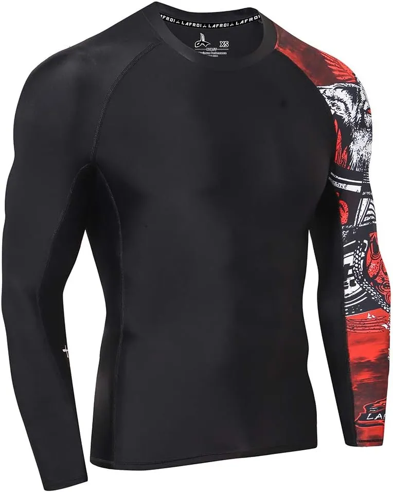 LAFROI Men's Long Sleeve UPF 50  Baselayer Skins Performance Fit Compression Rash Guard-CLYYB