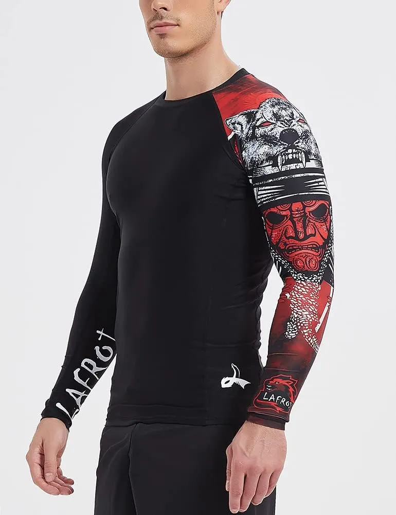 LAFROI Men's Long Sleeve UPF 50  Baselayer Skins Performance Fit Compression Rash Guard-CLYYB