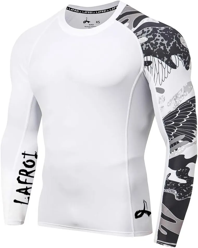 LAFROI Men's Long Sleeve UPF 50  Baselayer Skins Performance Fit Compression Rash Guard-CLYYB