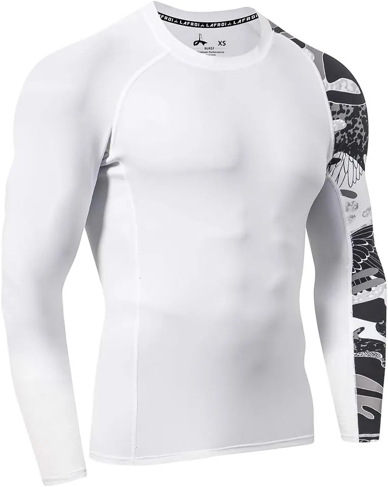 LAFROI Men's Long Sleeve UPF 50  Baselayer Skins Performance Fit Compression Rash Guard-CLYYB