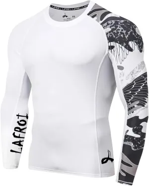 LAFROI Men's Long Sleeve UPF 50  Baselayer Skins Performance Fit Compression Rash Guard-CLYYB