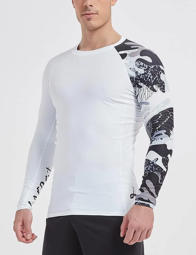 LAFROI Men's Long Sleeve UPF 50  Baselayer Skins Performance Fit Compression Rash Guard-CLYYB