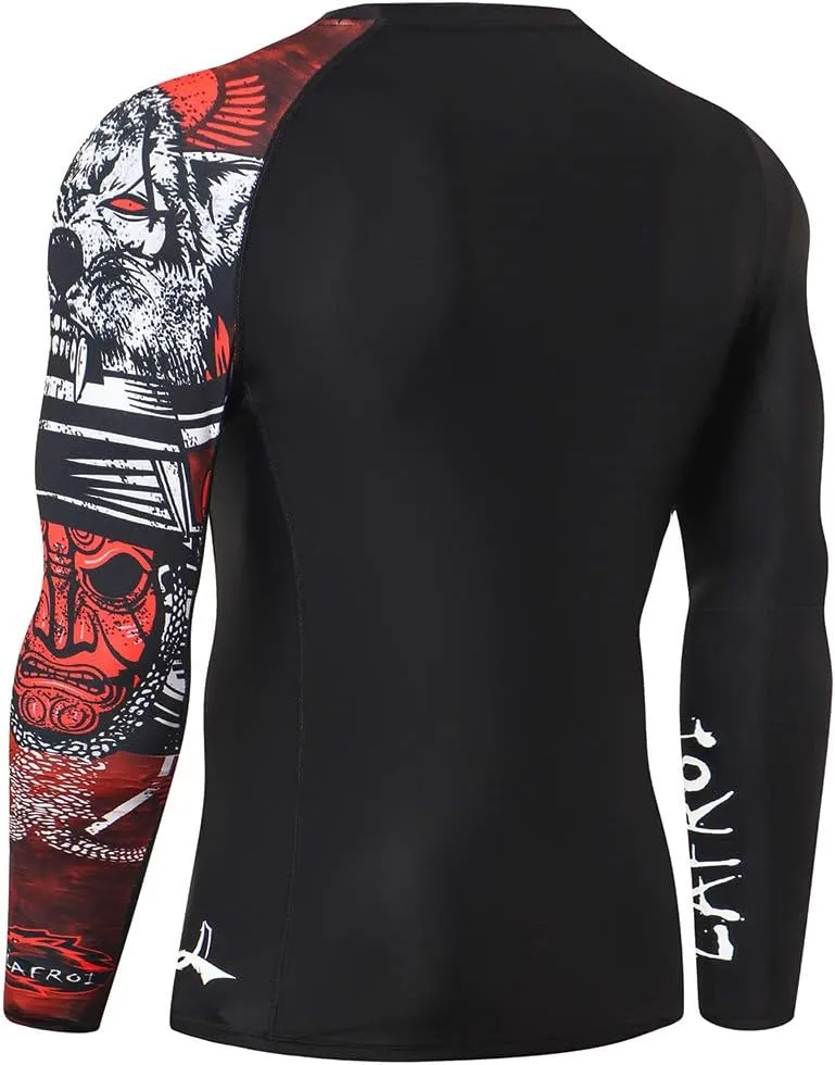 LAFROI Men's Long Sleeve UPF 50  Baselayer Skins Performance Fit Compression Rash Guard-CLYYB