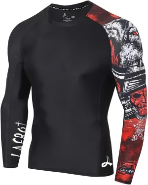 LAFROI Men's Long Sleeve UPF 50  Baselayer Skins Performance Fit Compression Rash Guard-CLYYB