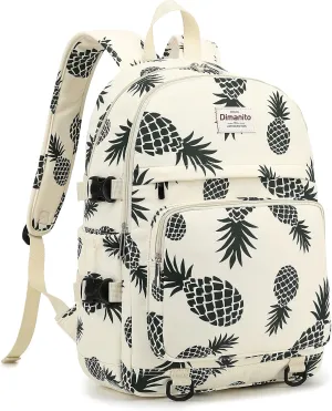 Laptop Backpack College Backpack with USB charging port for laptop up to 15 inch Men Women outdoor Travel Backpack (Pineapple)