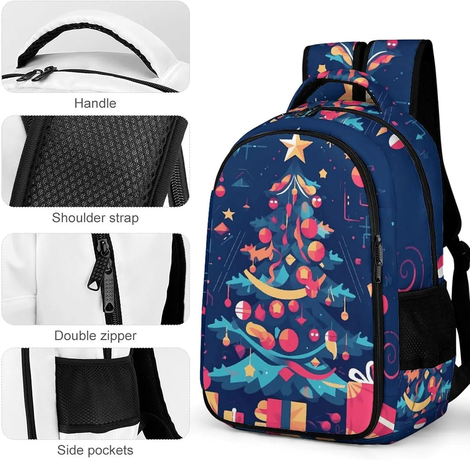 Laptop Backpack for Men Women Daypack Cartoon Christmas Tree Computer Bag Travel Backpacks Laptop Bag