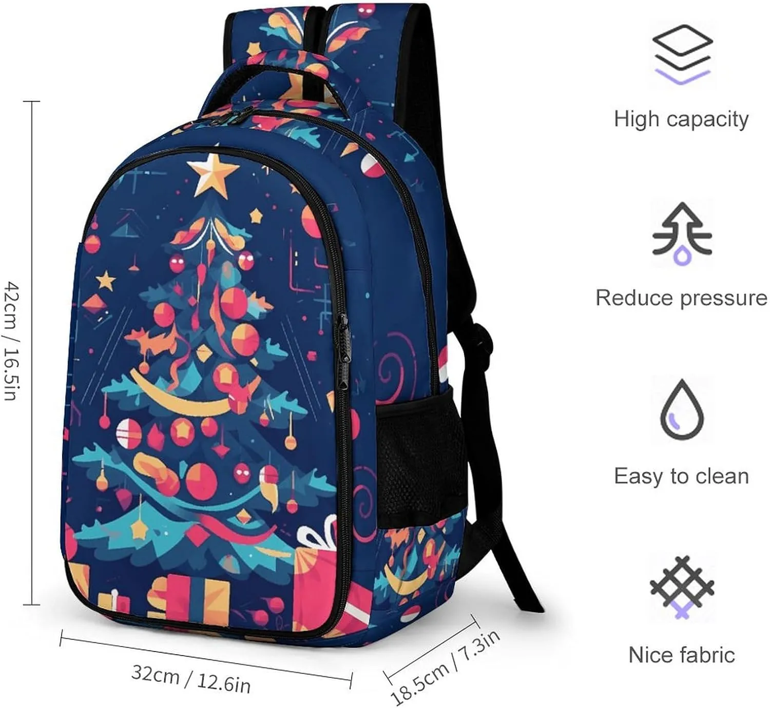 Laptop Backpack for Men Women Daypack Cartoon Christmas Tree Computer Bag Travel Backpacks Laptop Bag