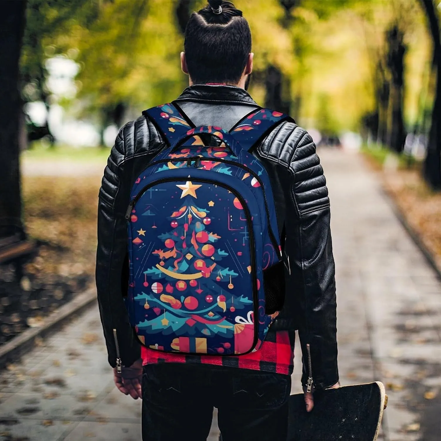 Laptop Backpack for Men Women Daypack Cartoon Christmas Tree Computer Bag Travel Backpacks Laptop Bag