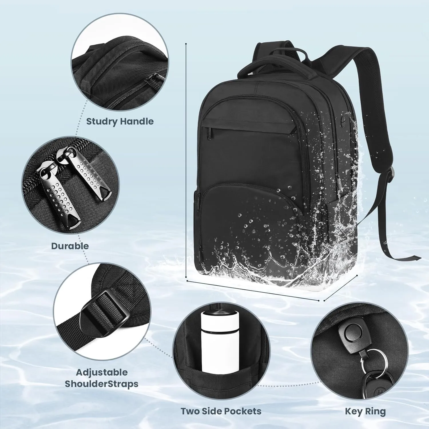 Laptop Backpack, Travel Backpacks for Men Women, Business Anti Theft Computer Backpack with USB Charging Port, Water Resistant School Book Bag Work Backpack Bookbag Fits 15.6 Inch Notebook, Black