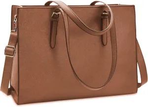 Laptop Bag for Women Waterproof Lightweight Leather 15.6 Inch Computer Tote Bag Business Office Briefcase Large Capacity Handbag Shoulder Bag Professional Office Work Bag