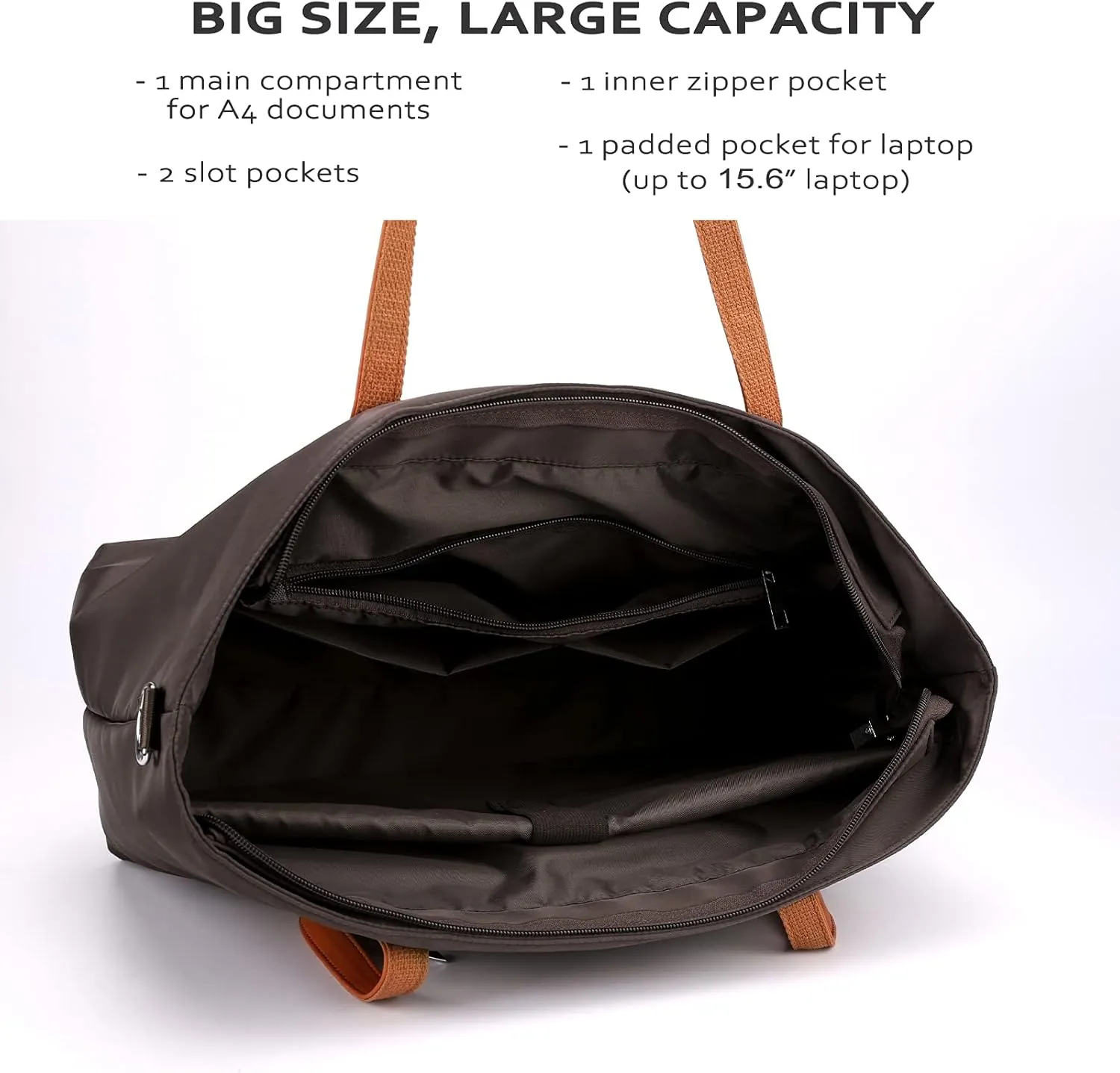 Laptop Bag Waterproof Lightweight Shoulder Tote for Women Nylon Briefcase Computer Work Handbag Fits 15.6 inch