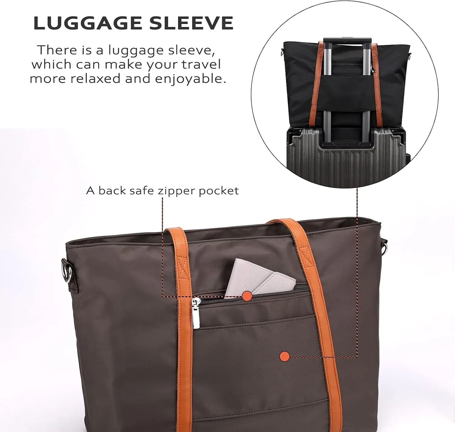 Laptop Bag Waterproof Lightweight Shoulder Tote for Women Nylon Briefcase Computer Work Handbag Fits 15.6 inch