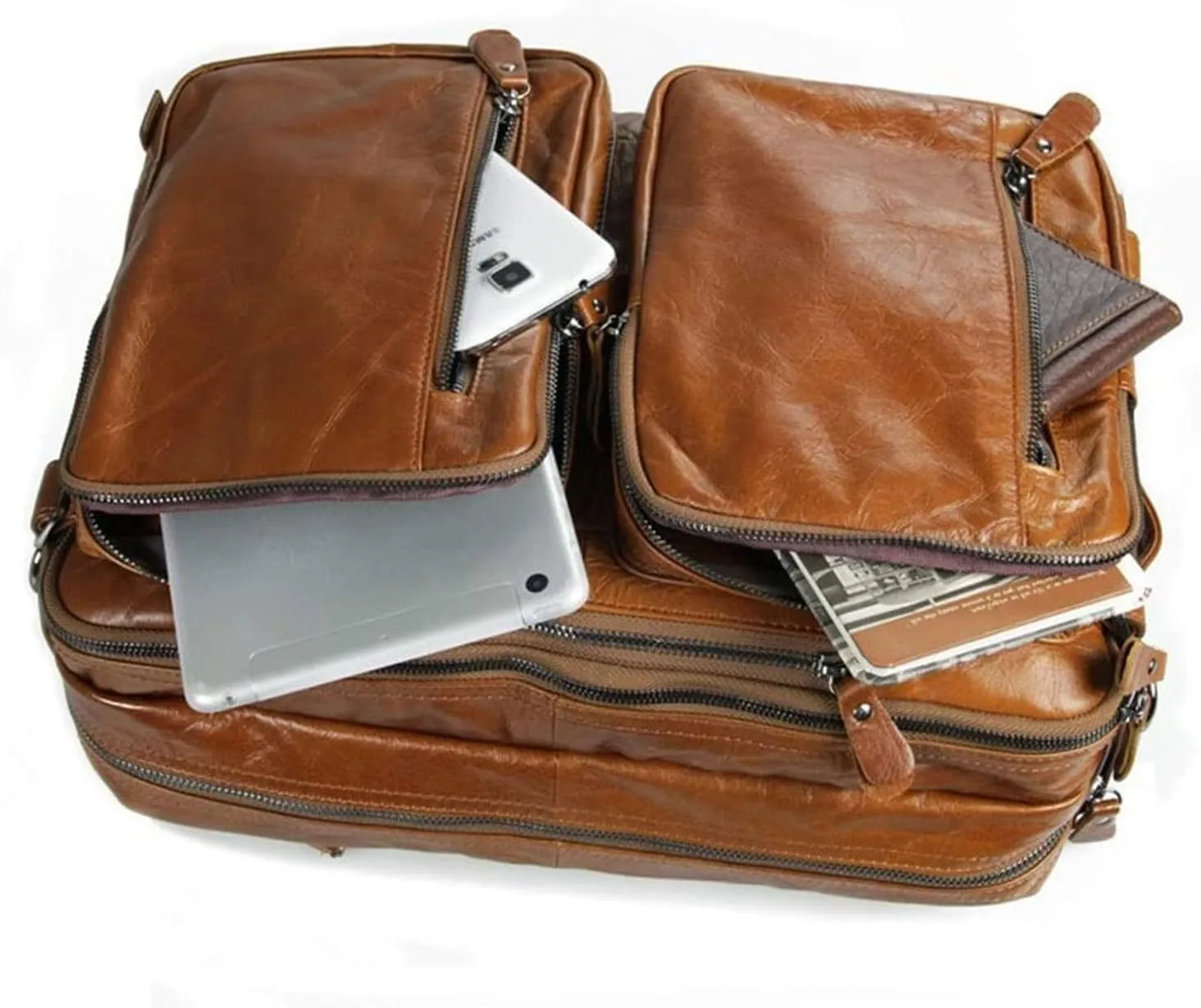 Laptop Briefcase Vintage, Convertible Backpack 15.6inch Laptop Handbag Messenger Bag Large Capacity Business Travel