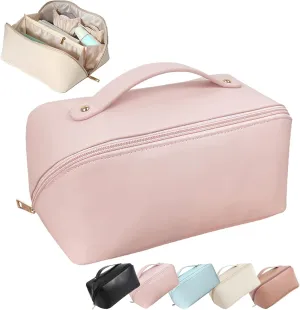 Large Capacity Travel Cosmetic Bag with Handle and Divider - Multifunctional Makeup Bag for Easy Access, Waterproof