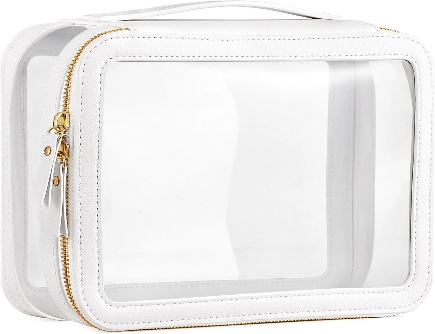 Large Clear Makeup Bag for Women, Portable Travel Makeup Bag Organizer Waterproof Toiletry Bag Cute Makeup Bags Cosmetic Bag Makeup Pouch, White