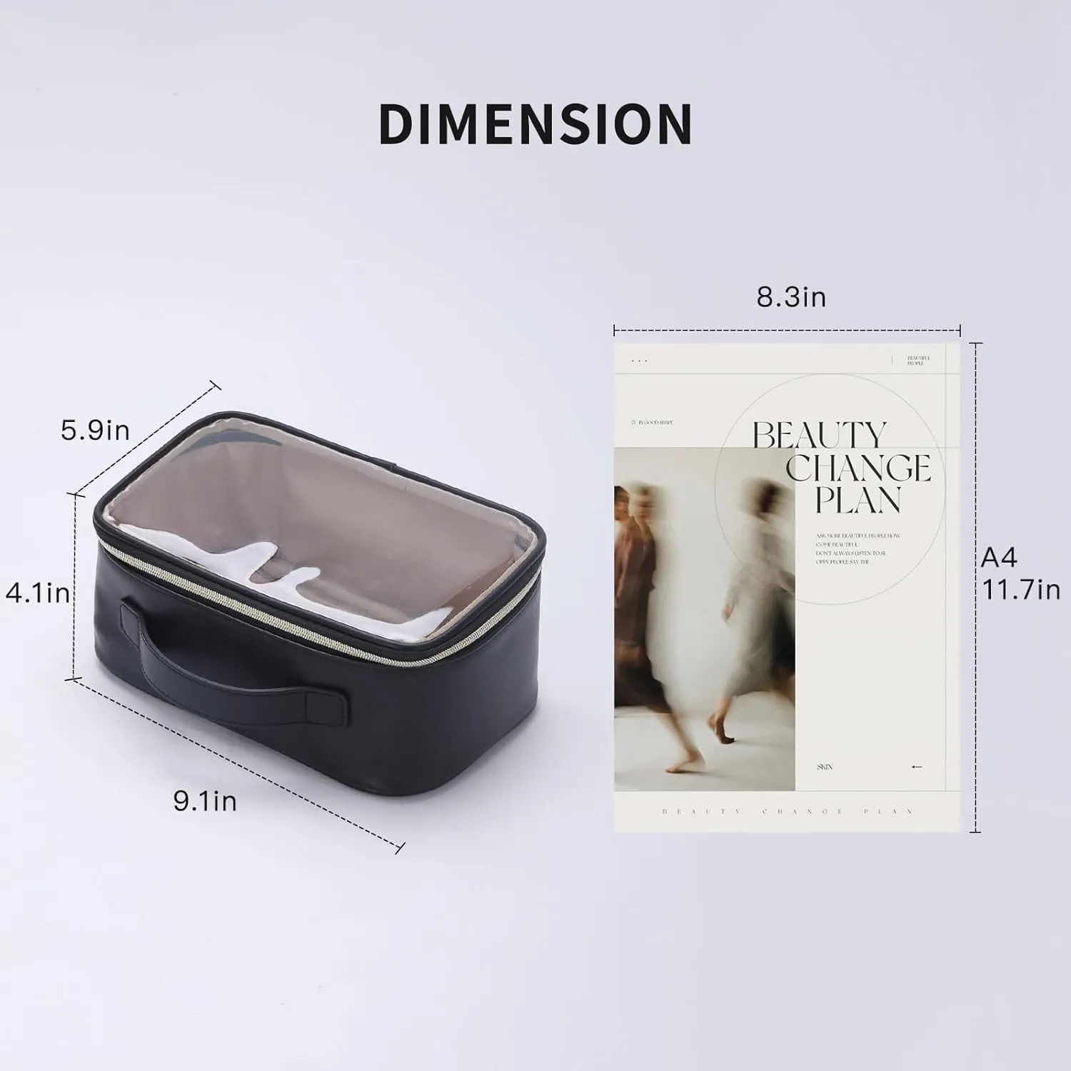 Large Cosmetic Bag with Hanging,Clear Makeup Organizer Bag for Travel,Toiletry Bag for Women,Black
