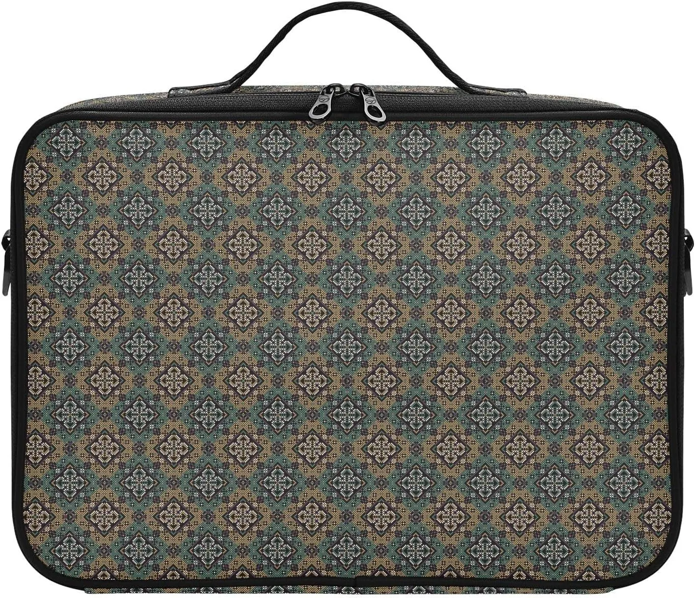 Large Hard Shell Travel Bag Makeup Organizer with Handle Dividers
