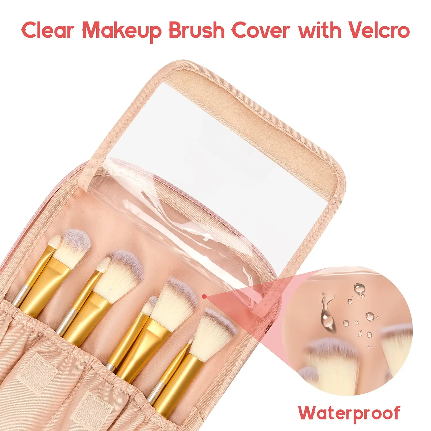 Large Portable Makeup Bag with Toiletries Brushes Slots and Divider-Pink