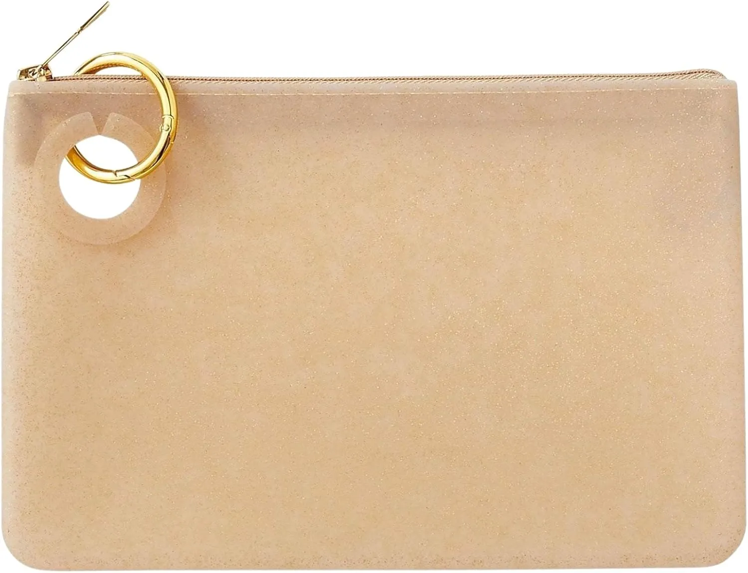 Large Silicone Pouch – Gold Confetti Glitter, Waterproof Makeup Bag & Travel Organizer Add a Touch of Glam to Your Everyday Essentials!