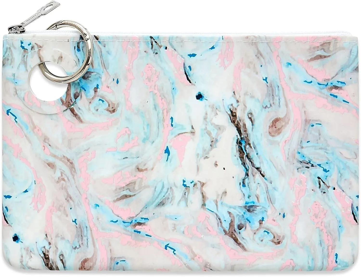 Large Silicone Pouch - Pastel Marble | Waterproof & Stylish Zipper Pouch for Makeup, Baby Essentials & Travel