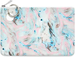 Large Silicone Pouch - Pastel Marble | Waterproof & Stylish Zipper Pouch for Makeup, Baby Essentials & Travel