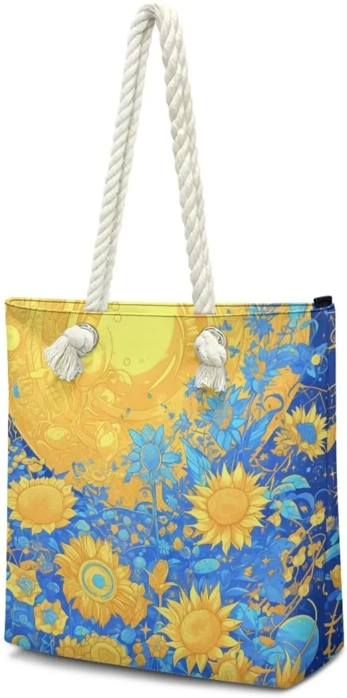 Large Tote Handbags for Women Reusable Grocery Bag Zipper Closure Storage Bag for Daily