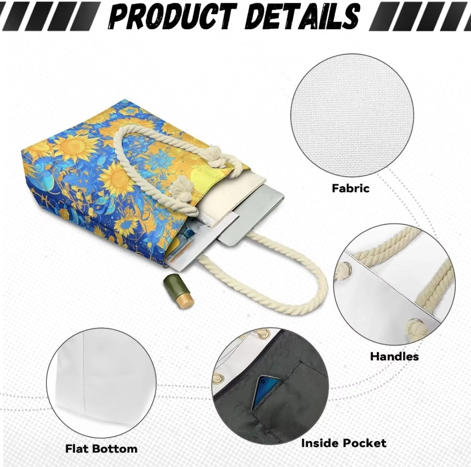 Large Tote Handbags for Women Reusable Grocery Bag Zipper Closure Storage Bag for Daily
