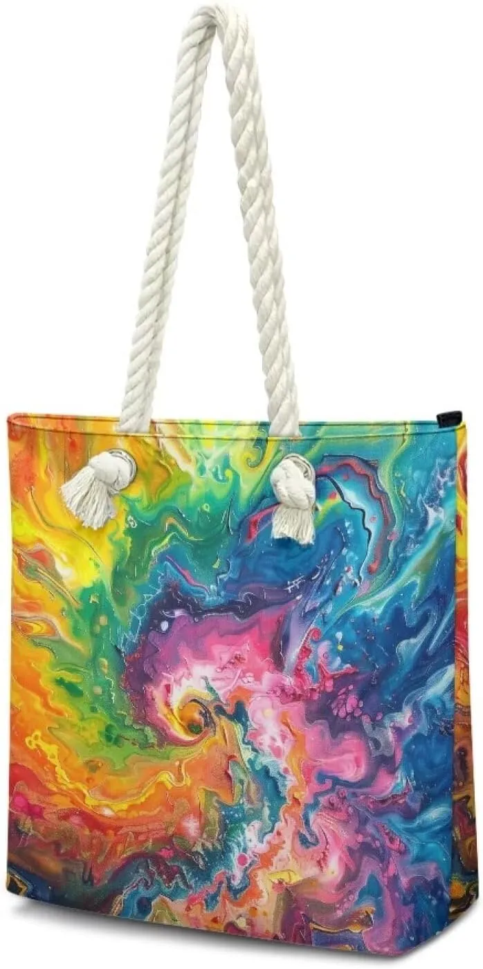 Large Tote Handbags for Women Reusable Grocery Bag Zipper Closure Storage Bag for Daily