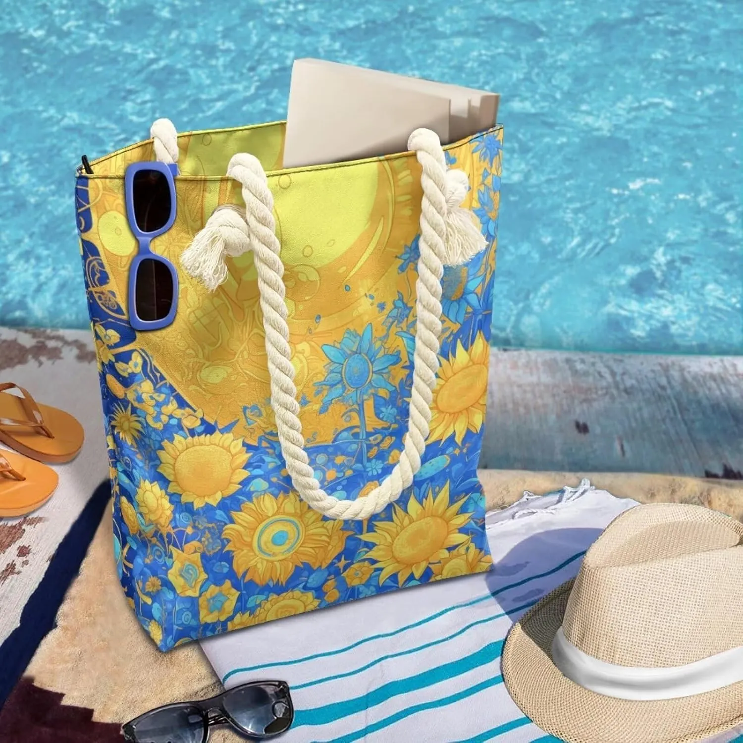 Large Tote Handbags for Women Reusable Grocery Bag Zipper Closure Storage Bag for Daily