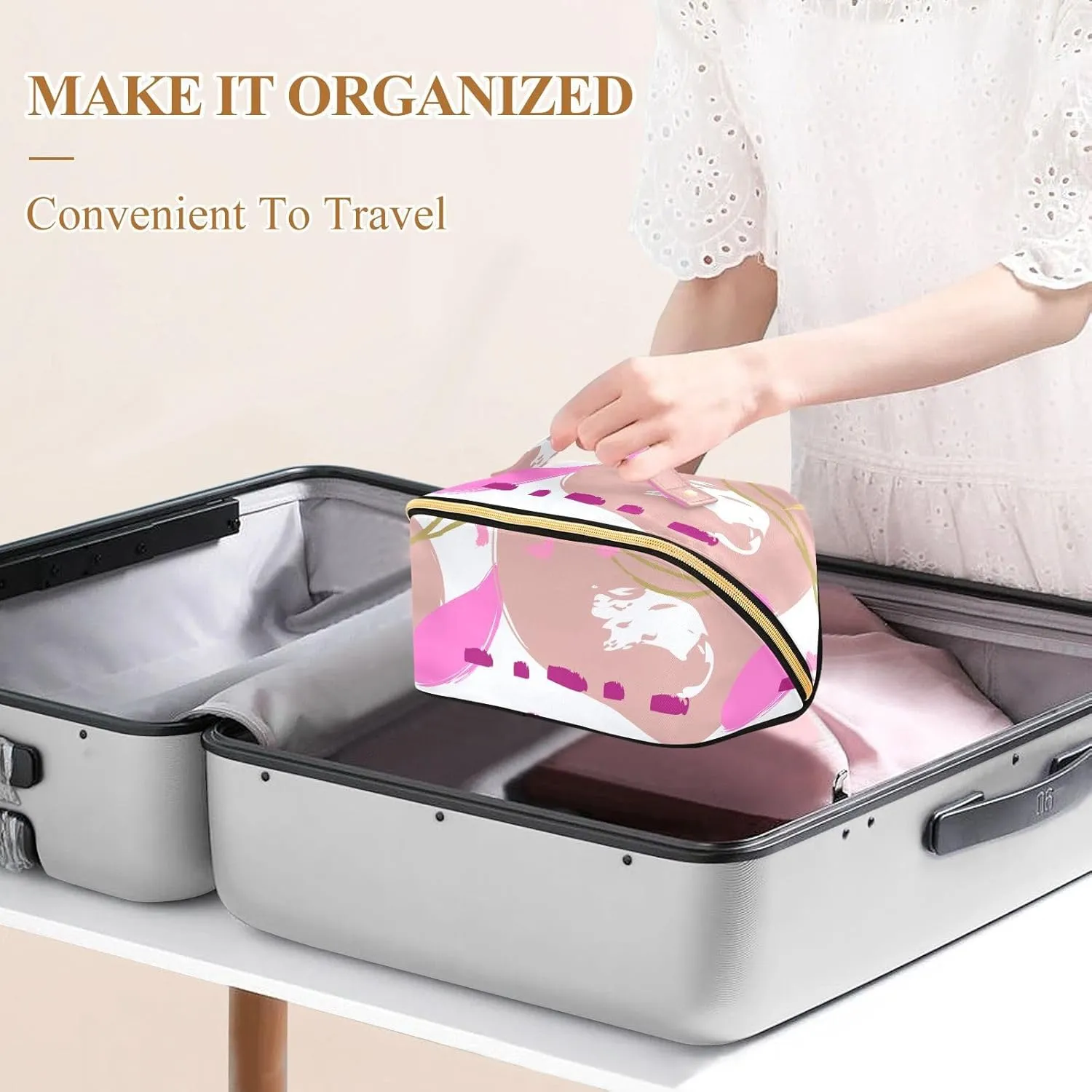 Large Travel Makeup Bag for Women Makeup Essentials Organizer Case with Divider