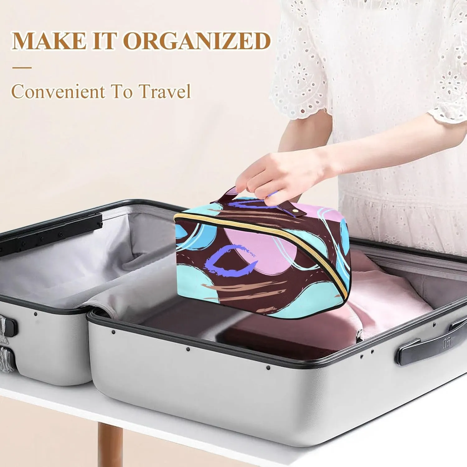 Large Travel Makeup Bag for Women Makeup Essentials Organizer Case with Divider