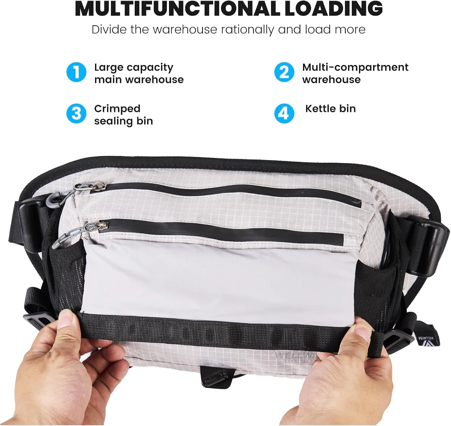 Large Waterproof Waist Bag for Hiking & Outdoor - Adjustable Utility Bumbag with Thickened Padding, Bottle Holder & Hiking Pole Attachment | Men's Durable Waist Pack for Trekking & Work(Grey)