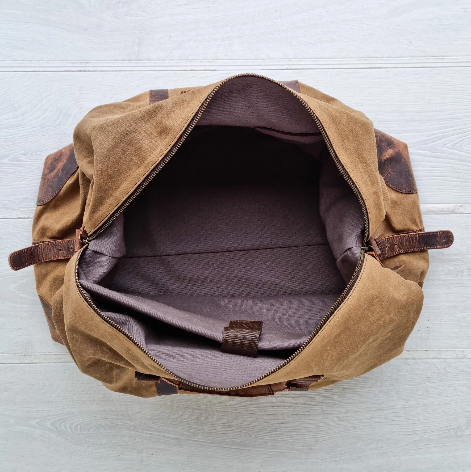 Leather and Canvas Duffle Bag for Men