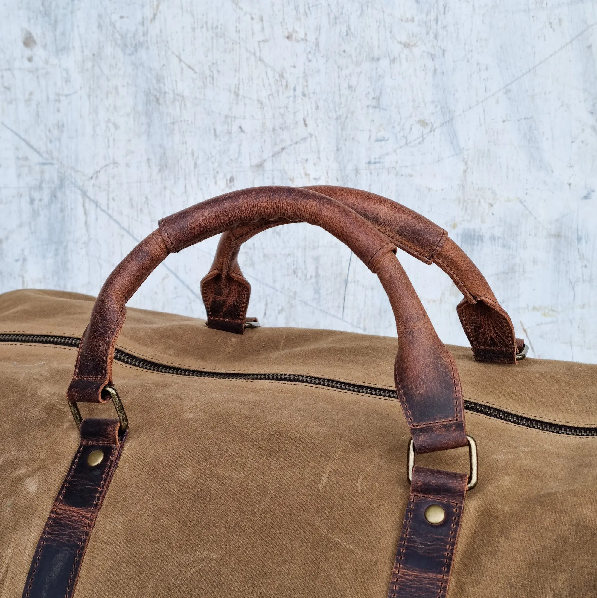 Leather and Canvas Duffle Bag for Men
