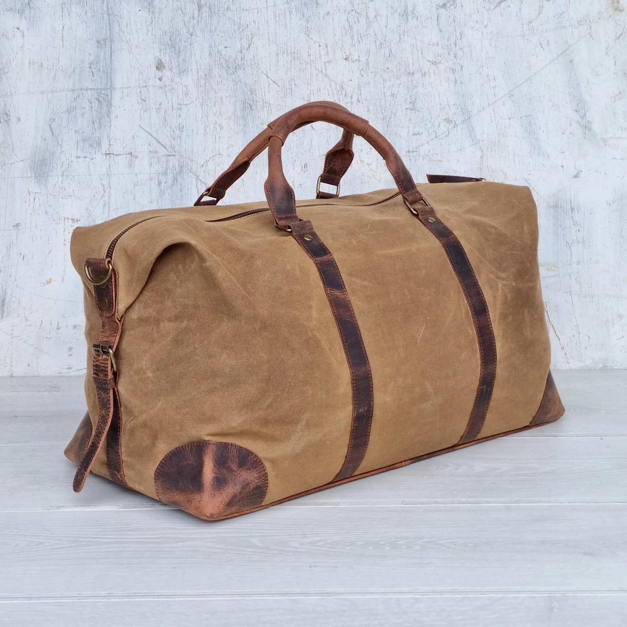 Leather and Canvas Duffle Bag for Men