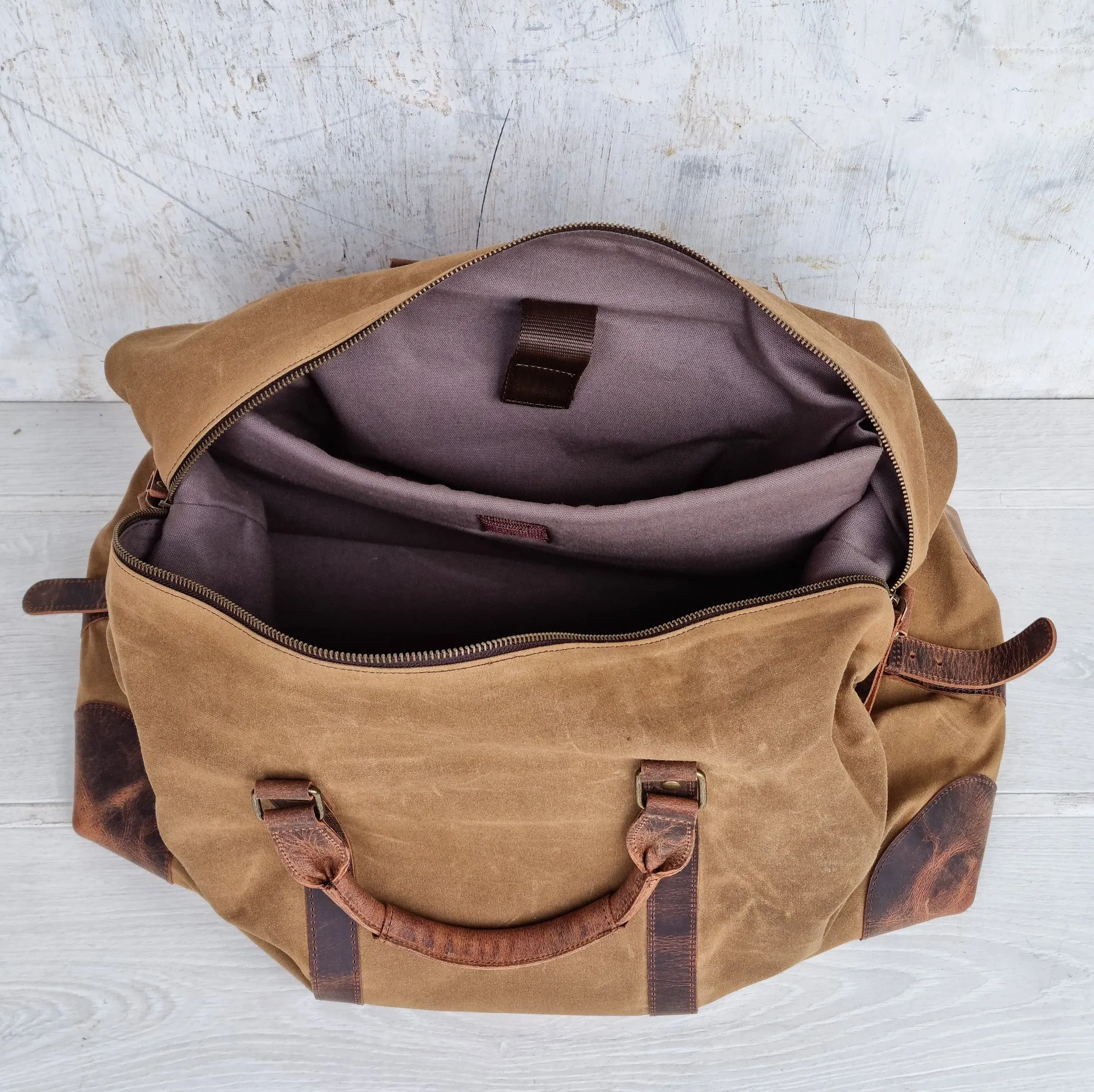 Leather and Canvas Duffle Bag for Men