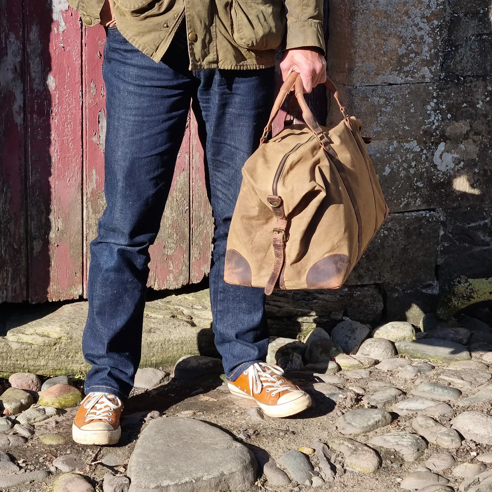 Leather and Canvas Duffle Bag for Men