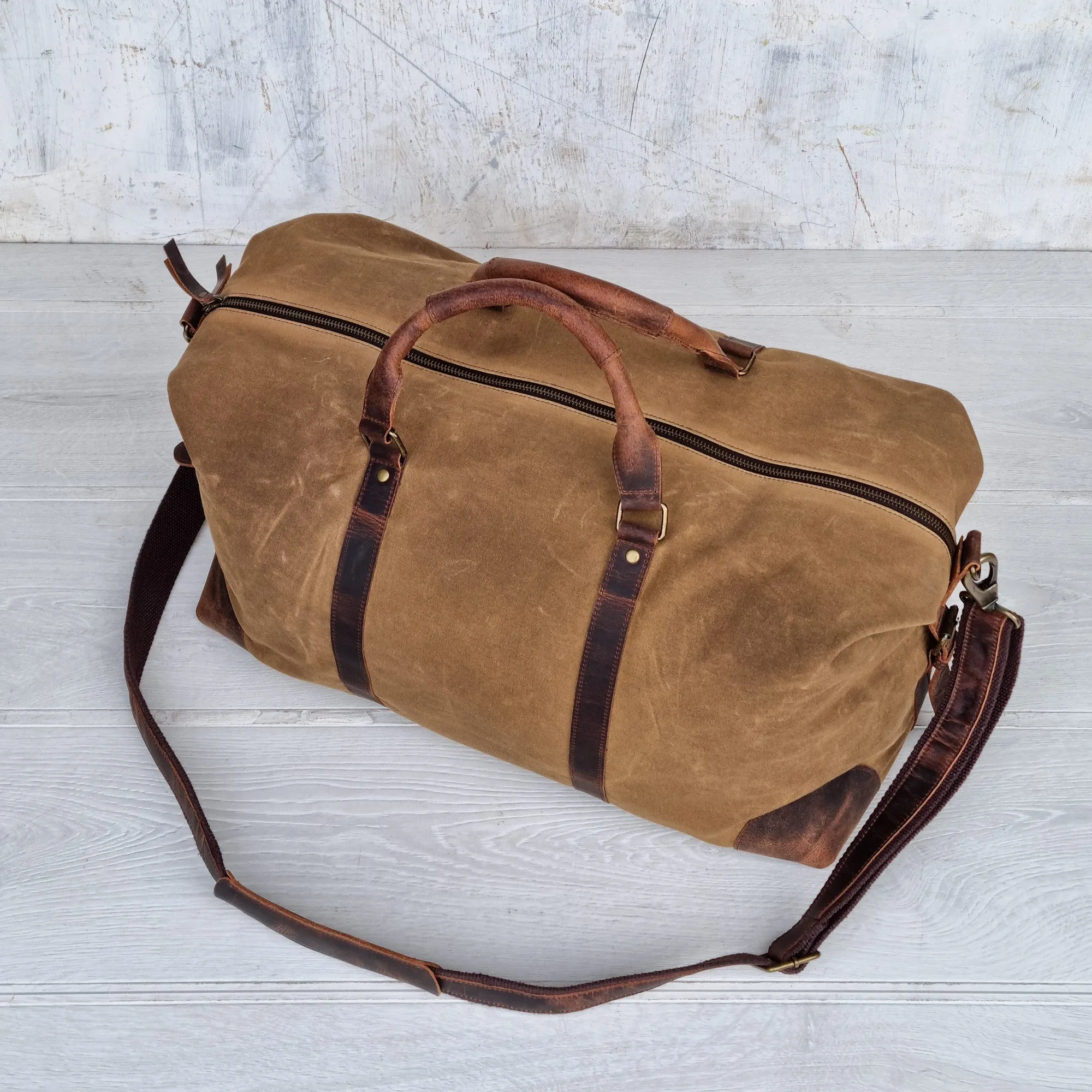 Leather and Canvas Duffle Bag for Men