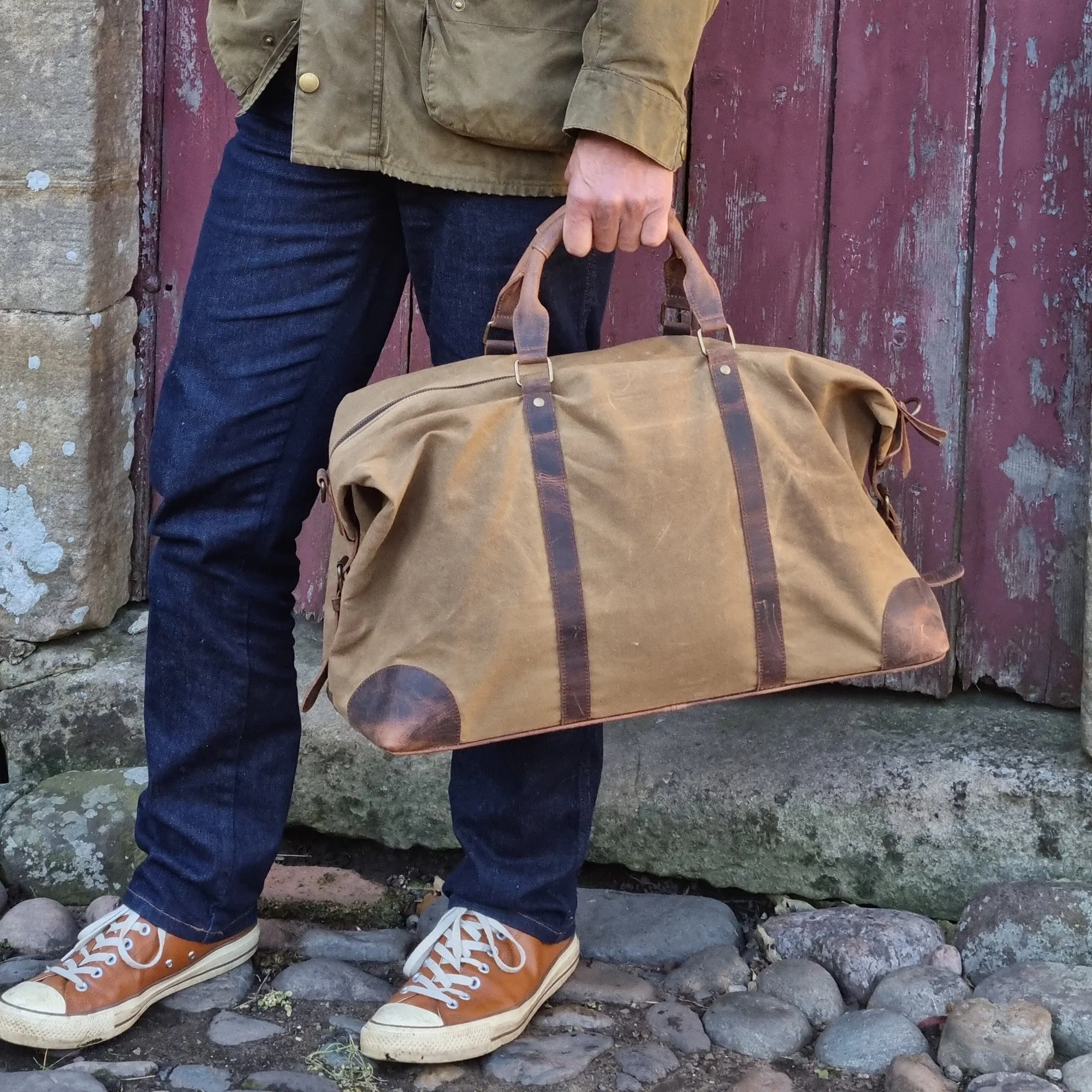Leather and Canvas Duffle Bag for Men