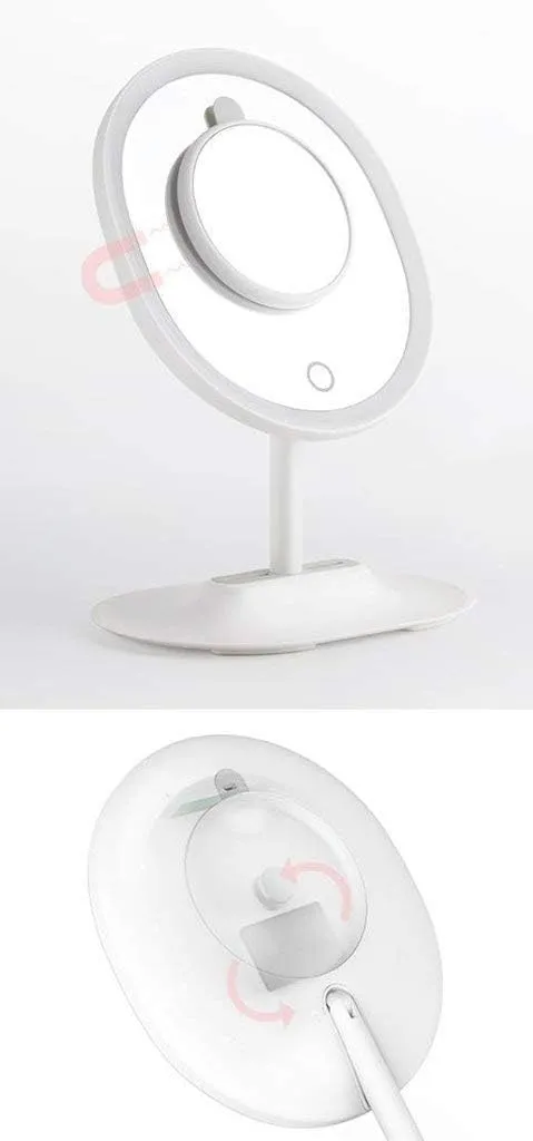 Led Beauty Makeup Mirror Smart Desktop with Light Fill Light Adjustable Girl Gift Vibrating with White White