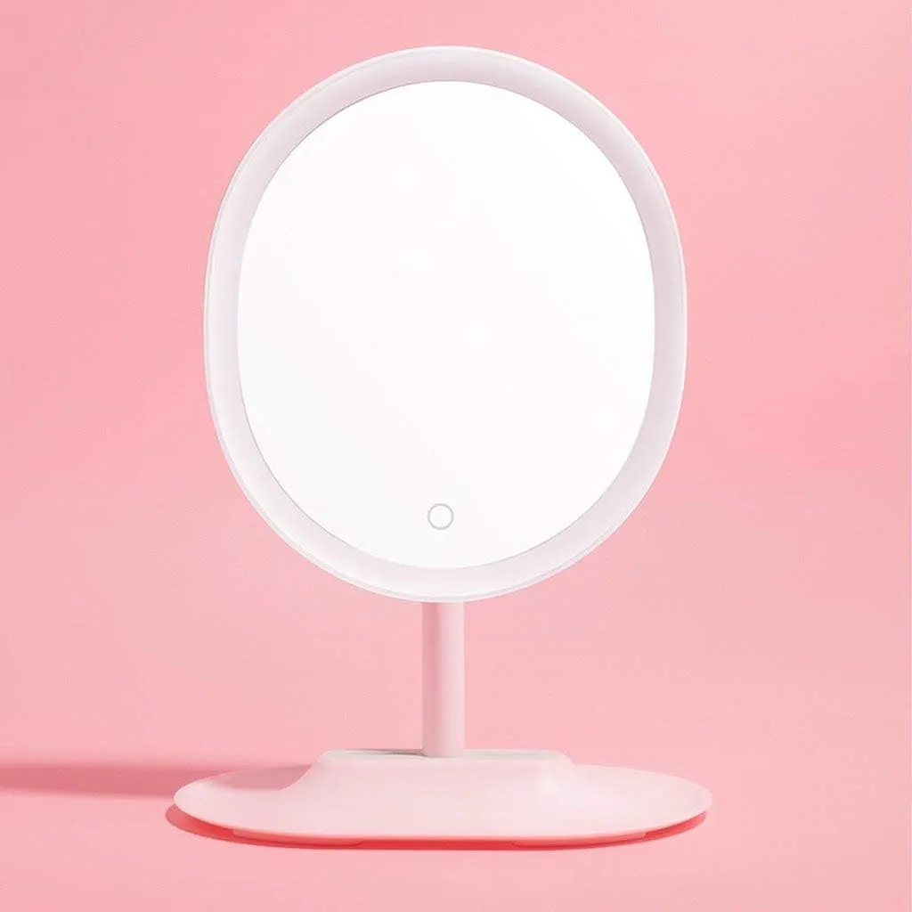 Led Beauty Makeup Mirror Smart Desktop with Light Fill Light Adjustable Girl Gift Vibrating with White White