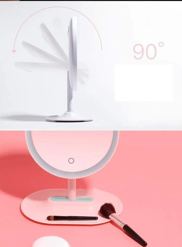 Led Beauty Makeup Mirror Smart Desktop with Light Fill Light Adjustable Girl Gift Vibrating with White White