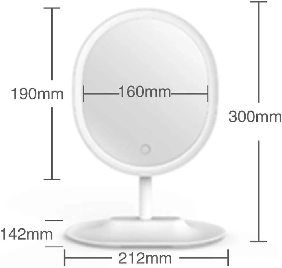 Led Beauty Makeup Mirror Smart Desktop with Light Fill Light Adjustable Girl Gift Vibrating with White White