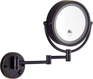 LED Makeup Mirror with Lights and 10x Magnification Vanity Mirror Wall Mounted Double Sided Vanity Magnifying Extendable 360° Swivel Make up Mirror,ORB