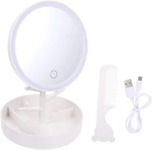 Led Mirror with Makeup Supply Table Mirror Perfect for Touching up Multi-Functional Safe Abs Material